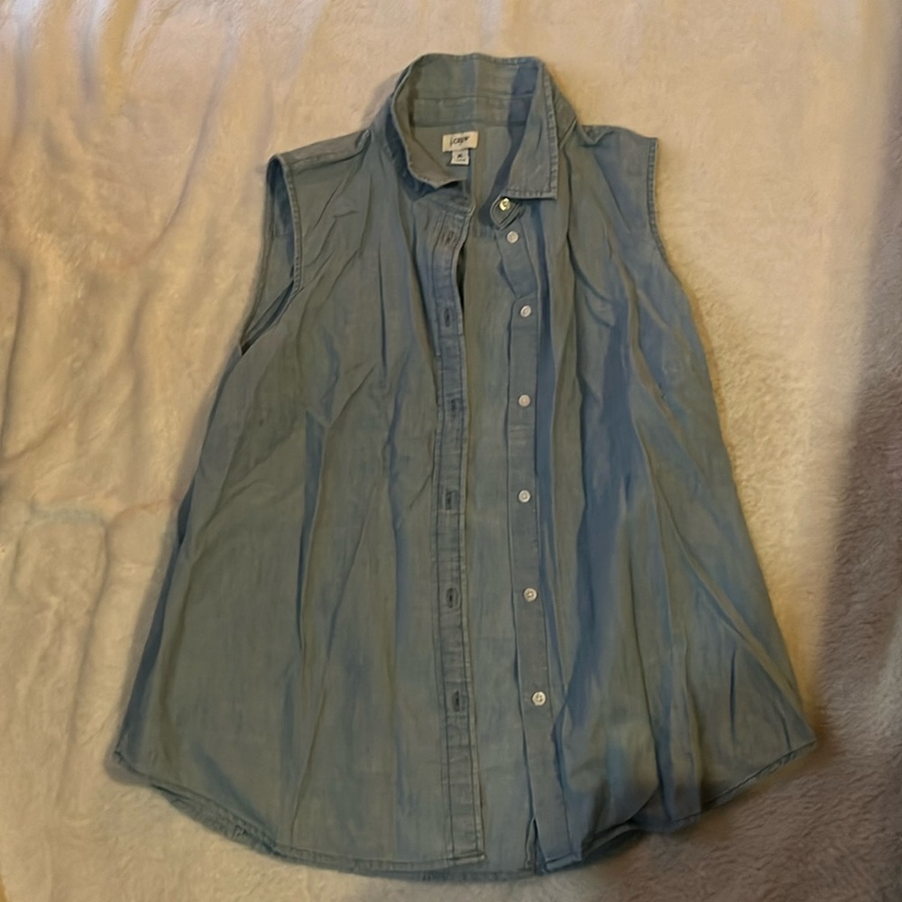 Jcrew chambray sleeveless blouse